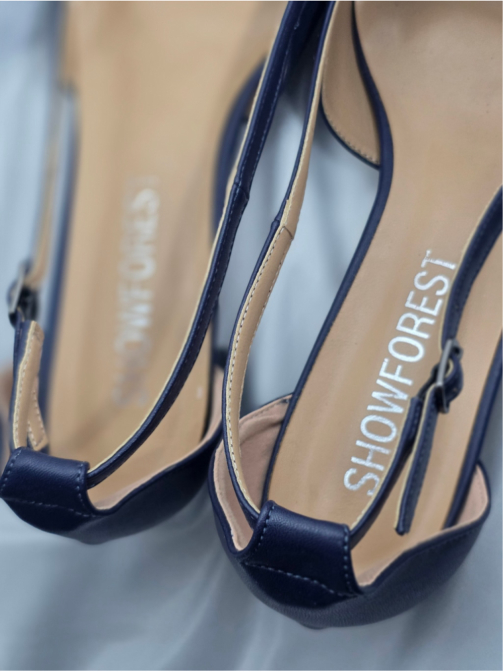Women's Showforest Navy Pointed Toe Slingback Heels Size 9.5 wedding bridesmaid - Picture 4 of 5